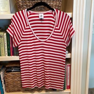 Cabi red and white striped tee